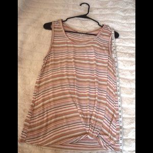 🌻Max Studio- Stripe Front Knot Sleeveless Top 🌞